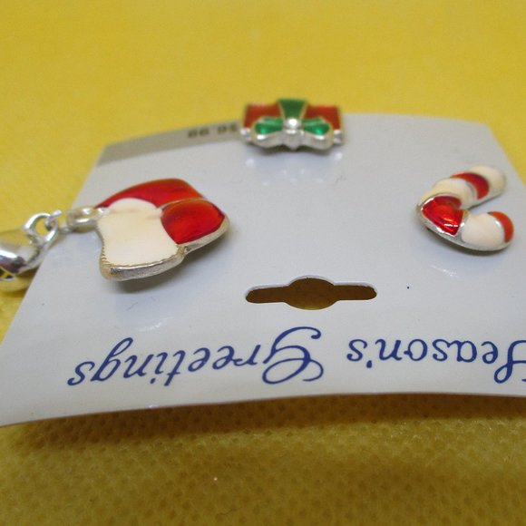 3 Piece Enamel Christmas Brooch Set Enamel Candycane Brooch Enamel Santa Clause - Picture 6 of 9